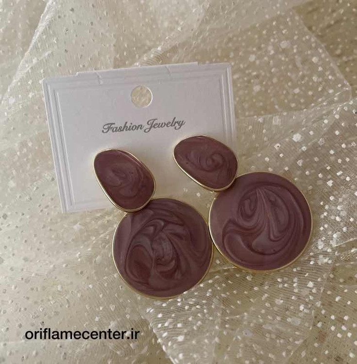 گوشواره میناکاری آبکاری طلا( قهوه ای گلد)