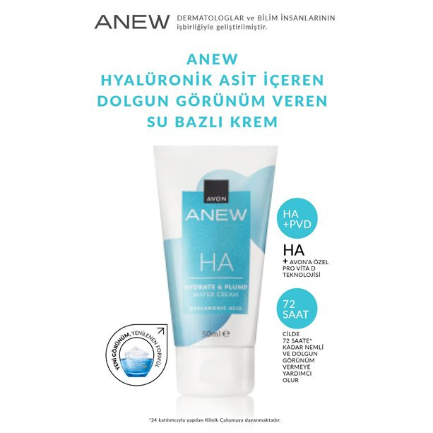 کرم آبرسان Avon Anew حاوی هیالورونیک اسید و ویتامین D مدل Water Cream آوون 50میل