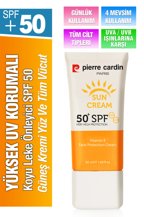 کرم ضدآفتاب ضدلک و محافظت کننده‌ صورت و بدن اورجینال پیرکاردین +spf50  _ حجم ۵۰میل