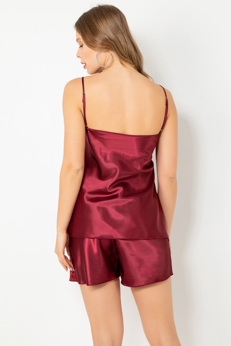 ست لباس خواب زنانه ساتنی و توردار _ 018270_001