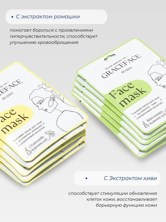 ماسک ورقه ای مرطوب کننده هیالورونیک اسید گریس فیس _5مدل