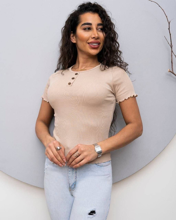 تیشرت زنانه ۳ دکمه ژور فری سایز (36_44)