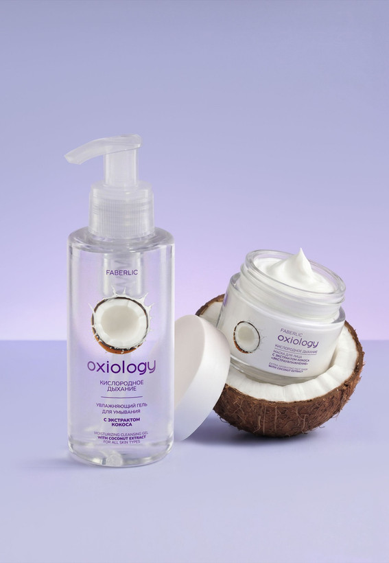 ژل پاک کننده مرطوب کننده اکسیژن تنفسی اکسیولوژی با عصاره نارگیل فابرلیک 12501 _ 150میل