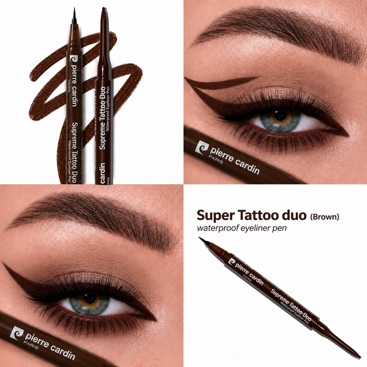 خط چشم ضد آب دو طرفه اورجینال پیرکاردین مدل Supreme Tattoo Duo 13403 _قهوه ای