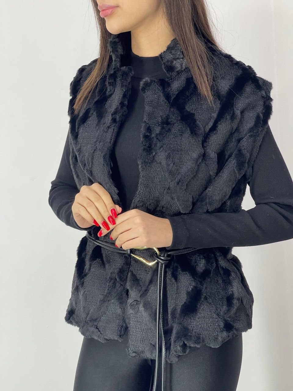وست زنانه پوست کمربند دار ( فری سایز تا ۴۶)