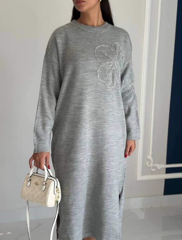 پیراهن بافت ترک زنانه برجسته دوزی ( فری سایز تا ۴۶ )
