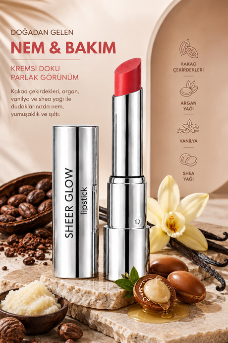 رژلب مرطوب کننده با جلوه براق سری Sheer Glow پیرکاردین